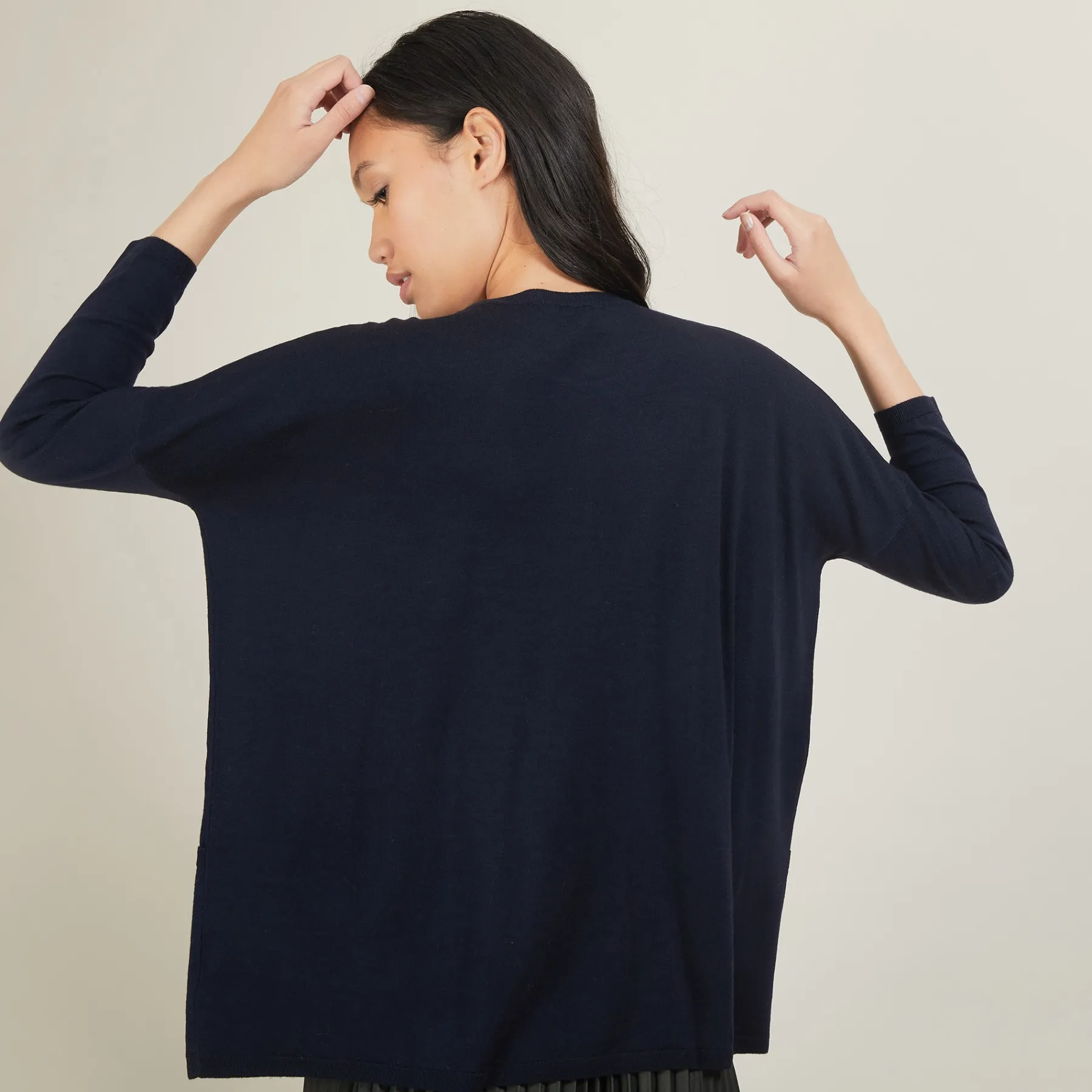 Montagut Les Incontournables-Pull oversize en laine - Béatrize 05-Bleu marine