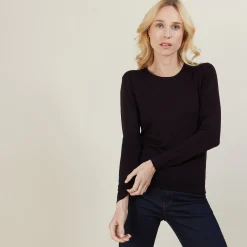 Montagut Pulls-Pull ras du cou en laine - Bourse 18-Violet foncé