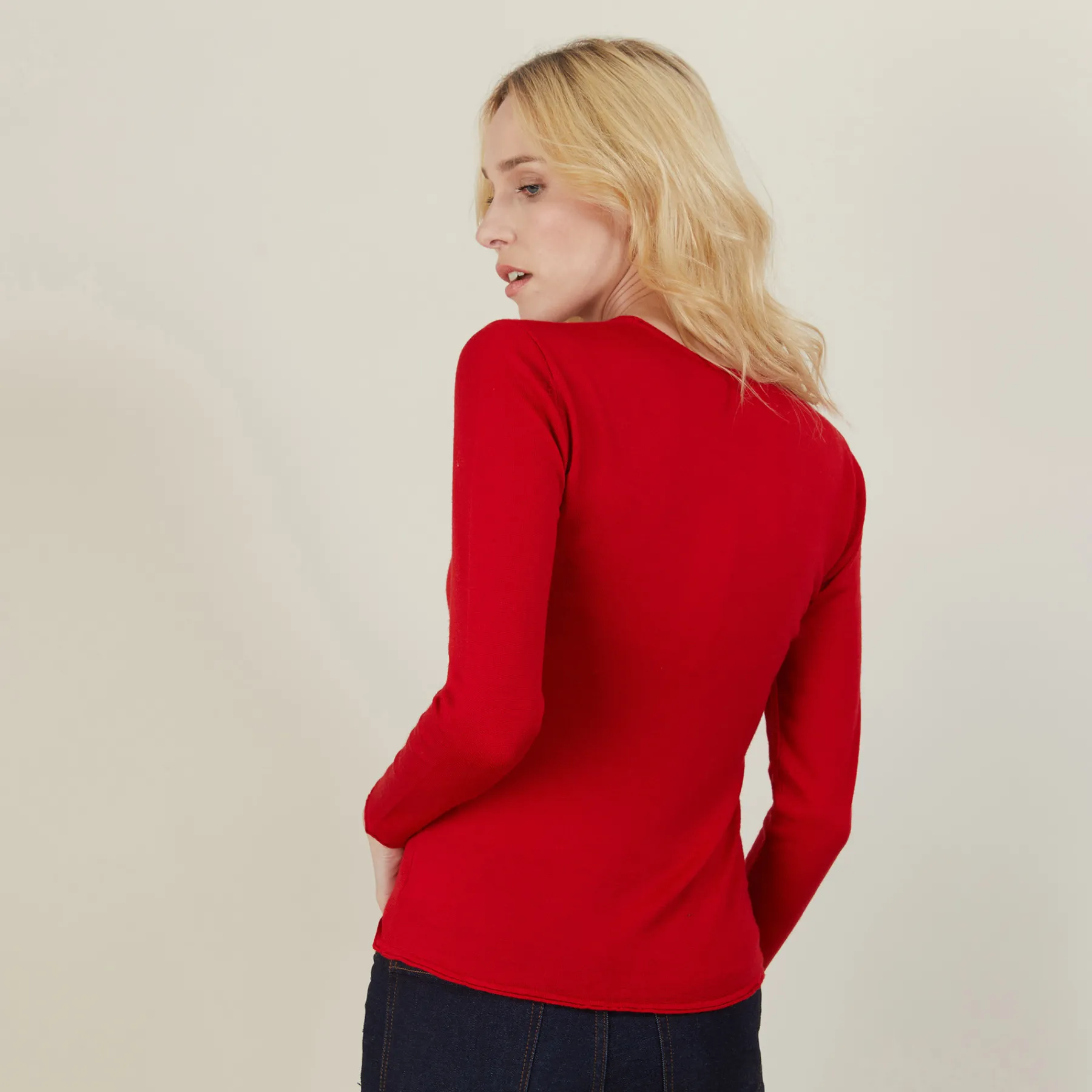 Montagut Pulls-Pull ras du cou en laine - Bourse 52-Rouge