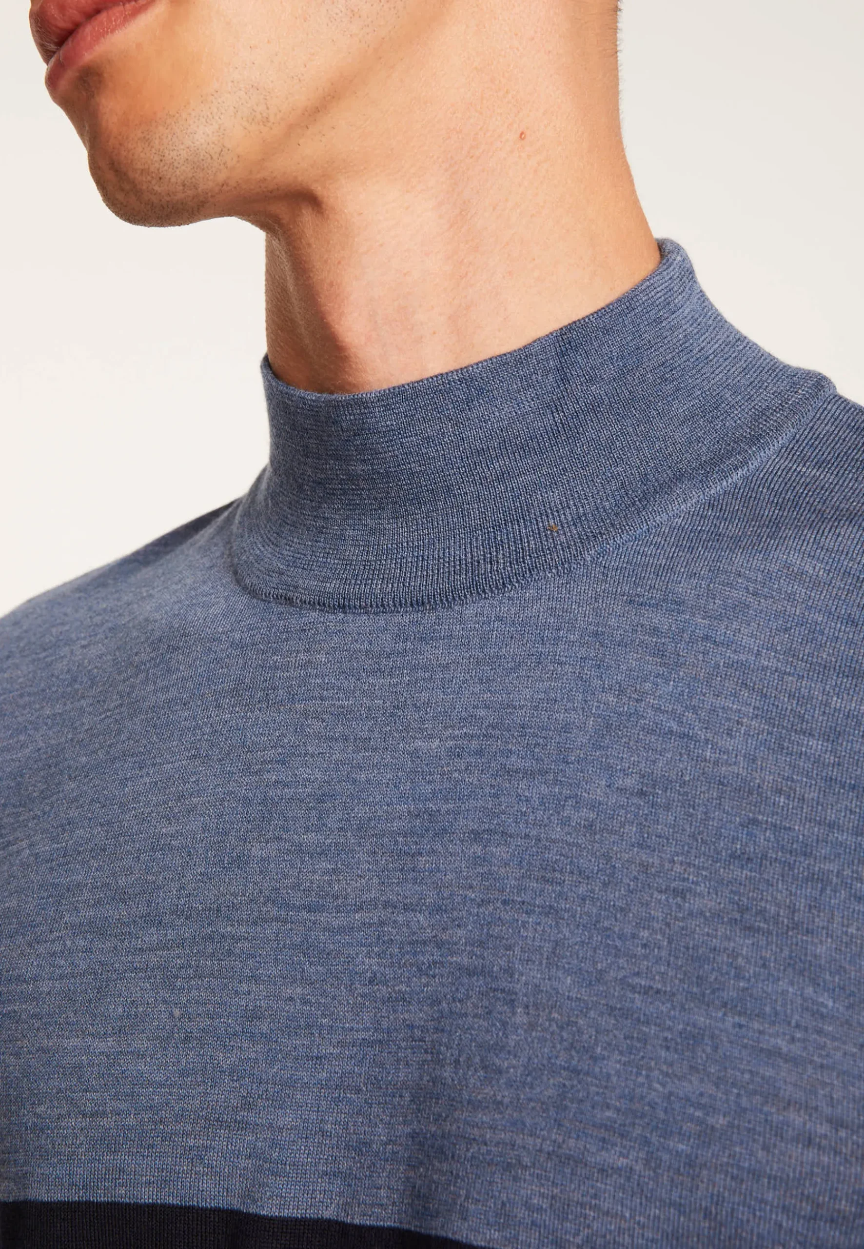 Montagut Pulls-Pull rayé col montant en laine - Lazaar 05-Bleu marine