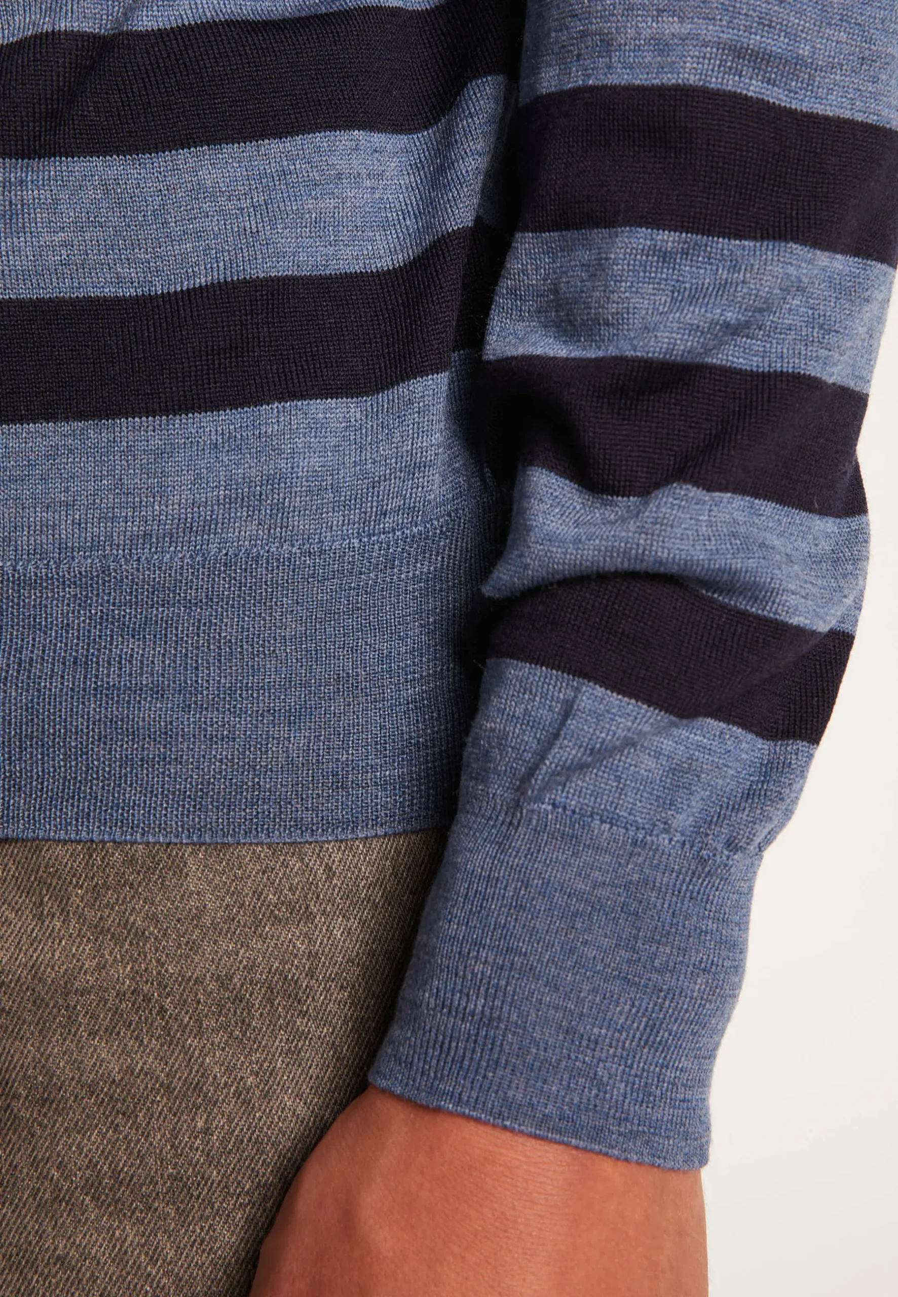Montagut Pulls-Pull rayé col montant en laine - Lazaar 05-Bleu marine