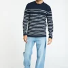 Montagut Pulls-Pull rayé en cachemire - Auguste 05-Bleu marine