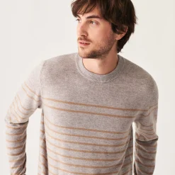 Montagut Pulls-Pull rayé en cachemire - Auguste 11-Gris clair