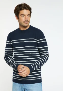 Montagut Pulls-Pull rayé en cachemire - Auguste 05-Bleu marine