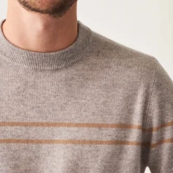 Montagut Pulls-Pull rayé en cachemire - Auguste 11-Gris clair