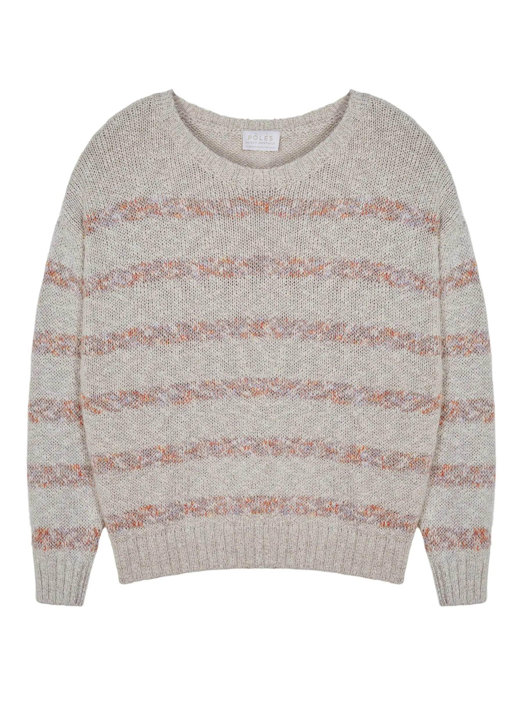 Montagut Pulls-Pull rayé en coton et lin - Thildie 82-Ecru