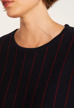 Montagut Pulls-Pull rayures tennis en laine et coton - Eternel 05-Bleu marine