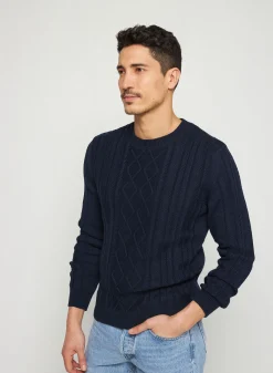 Montagut Pulls-Pull torsadé en coton - Ridwane 05-Bleu marine