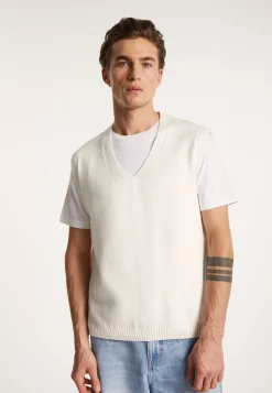 Montagut Pulls-Pull unisexe sans manches en coton bio - Isodor 82-Ecru