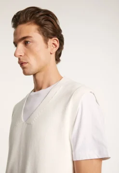 Montagut Pulls-Pull unisexe sans manches en coton bio - Isodor 82-Ecru