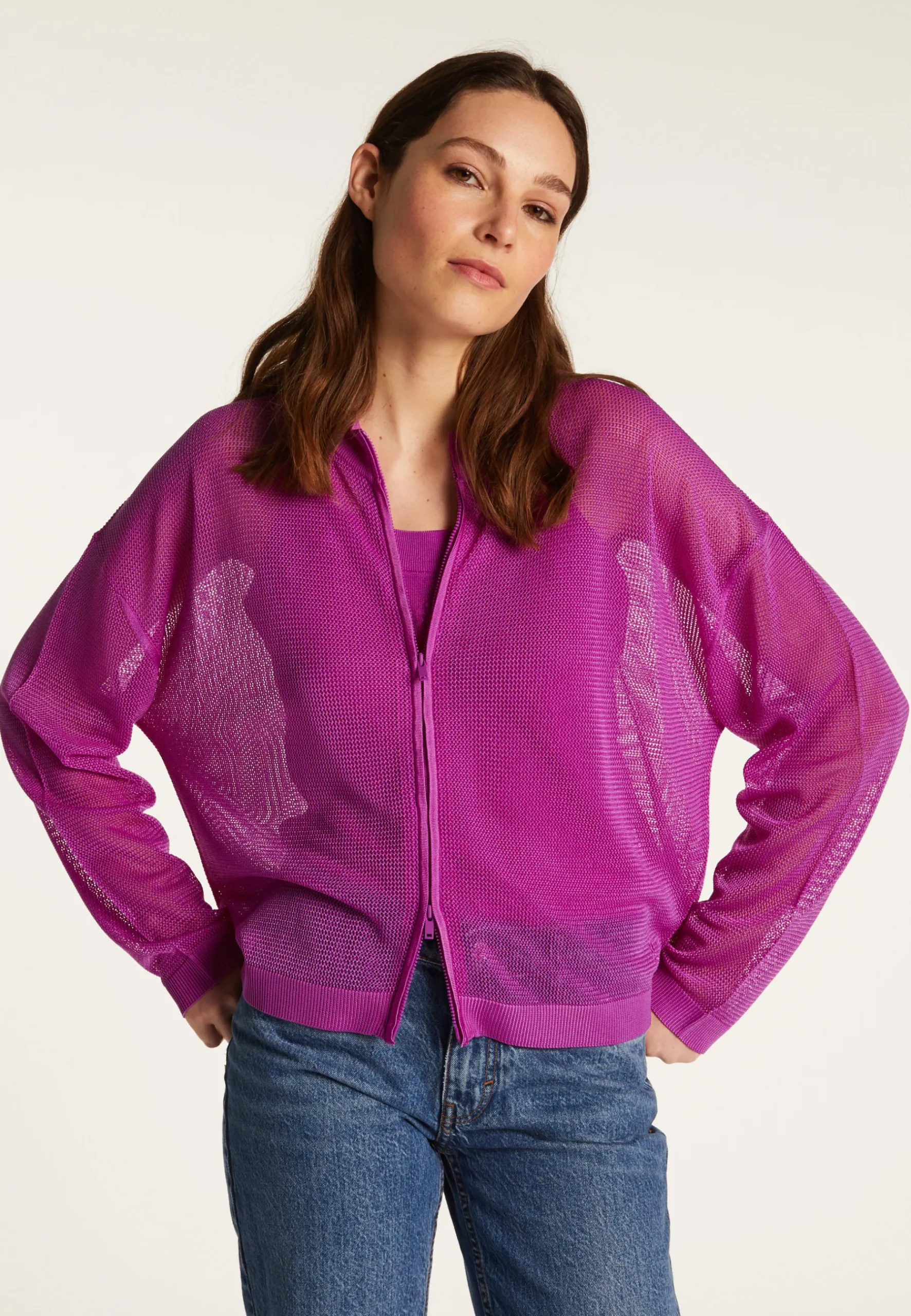 Montagut Pulls-Pull zippé en fil lumière - Denyze 16-Violet clair