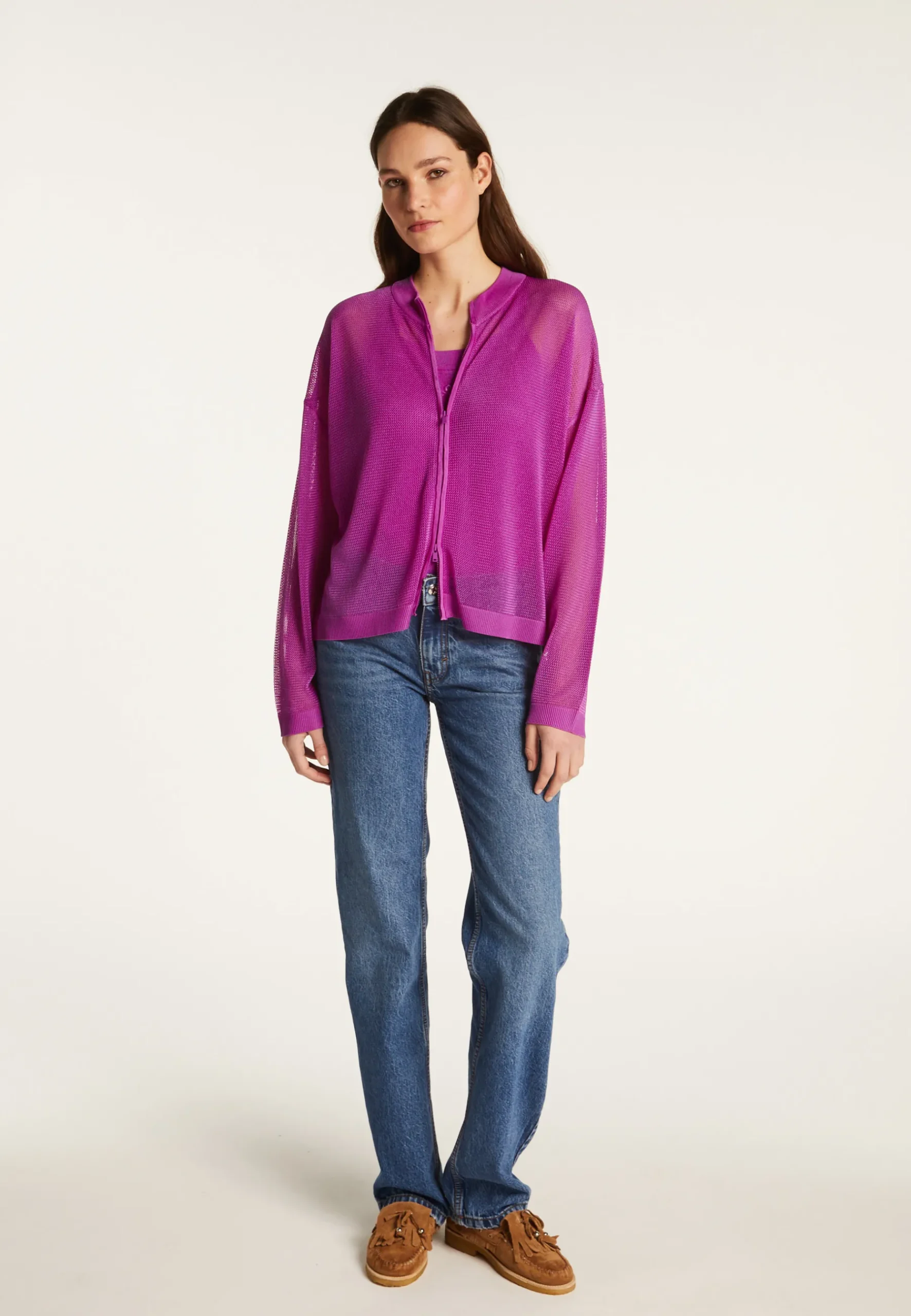 Montagut Pulls-Pull zippé en fil lumière - Denyze 16-Violet clair