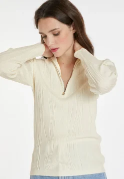 Montagut Pulls-Pull zippé en laine mélangée - Cacilda 82-Ecru