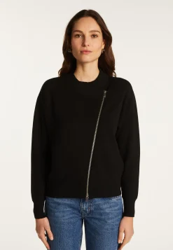 Montagut Pulls-Pull zippé en laine mélangée - Freya 01-Noir
