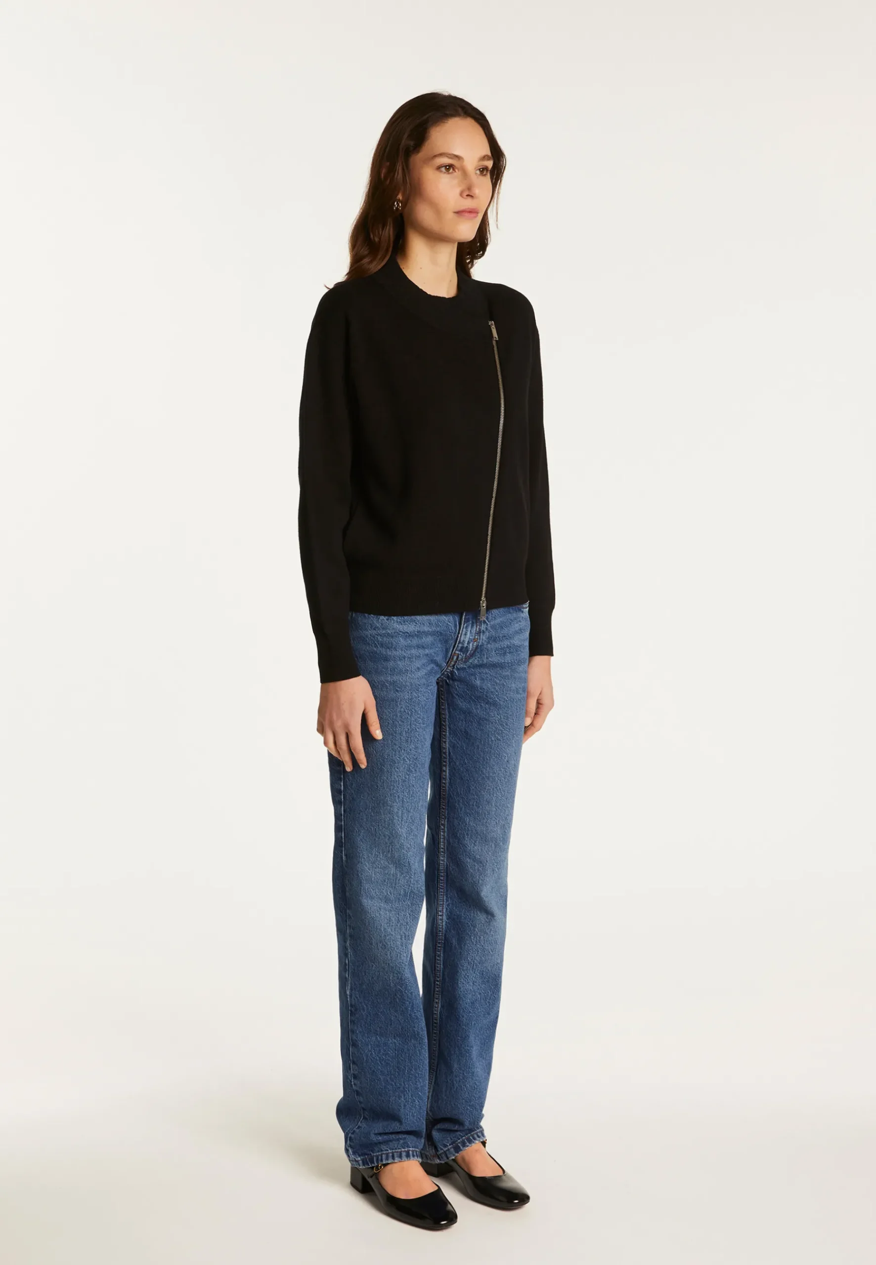 Montagut Pulls-Pull zippé en laine mélangée - Freya 01-Noir