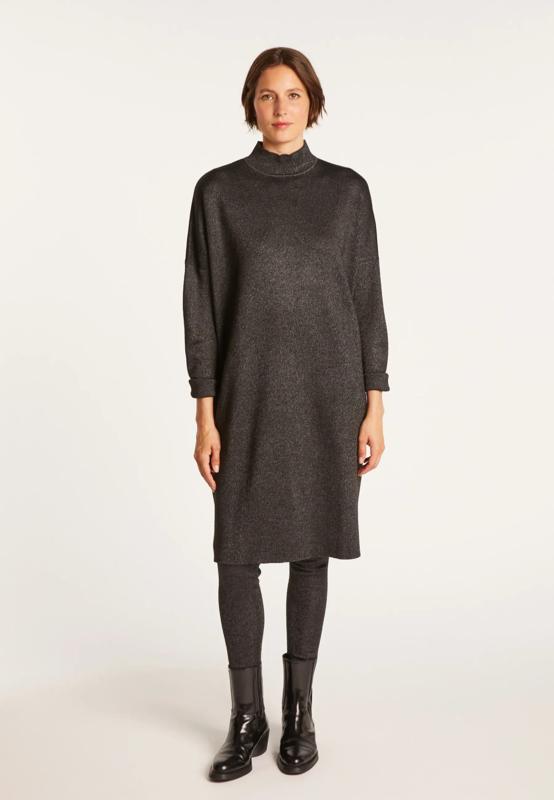 Montagut Jupes Et Robes-Robe ample avec col montant - Grazia 01-Noir
