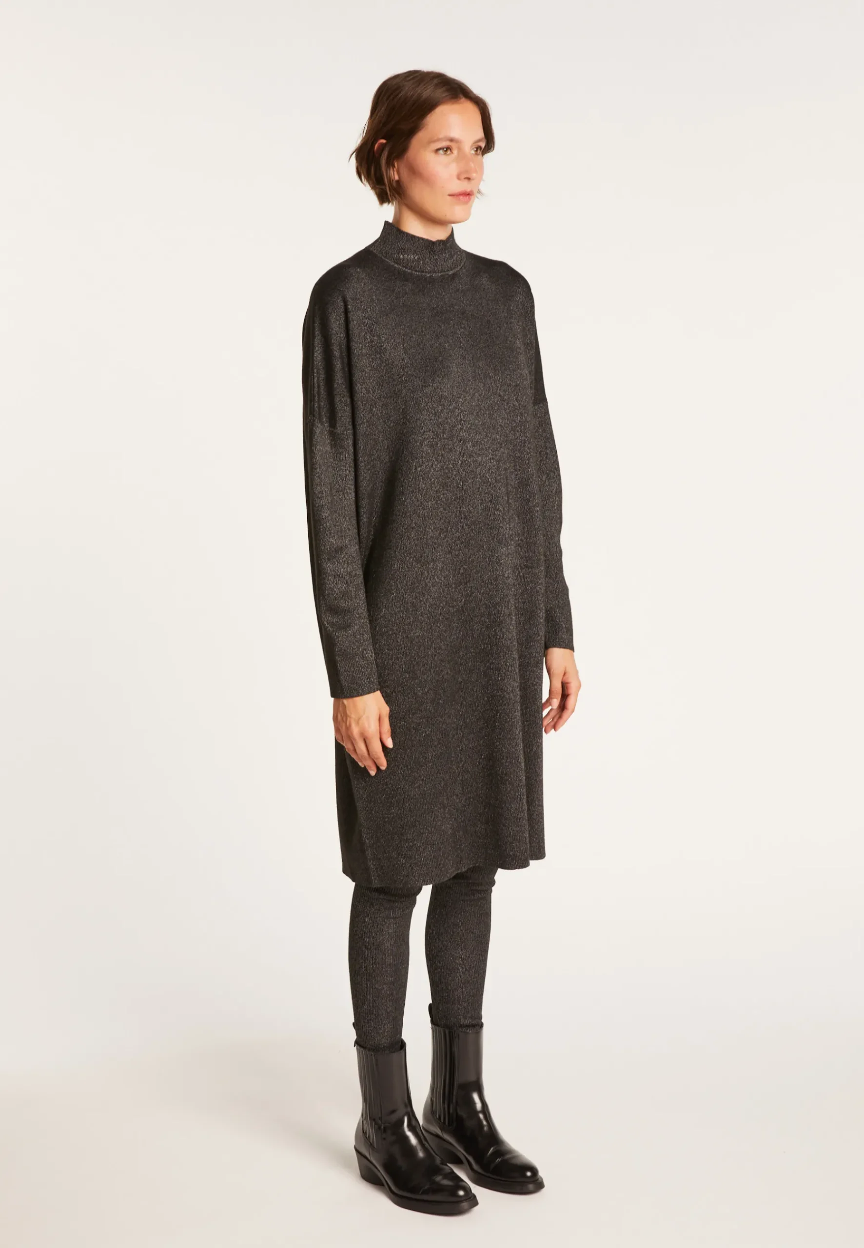 Montagut Jupes Et Robes-Robe ample avec col montant - Grazia 01-Noir