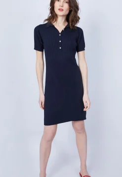Montagut Jupes Et Robes-Robe col polo en coton - Jacee 05-Bleu marine