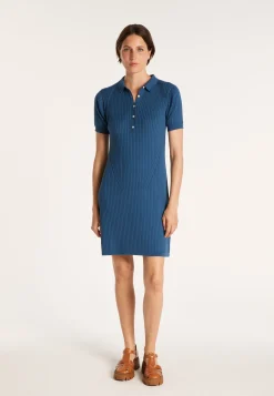 Montagut Jupes Et Robes-Robe col polo en coton - Jacee 03-Bleu foncé