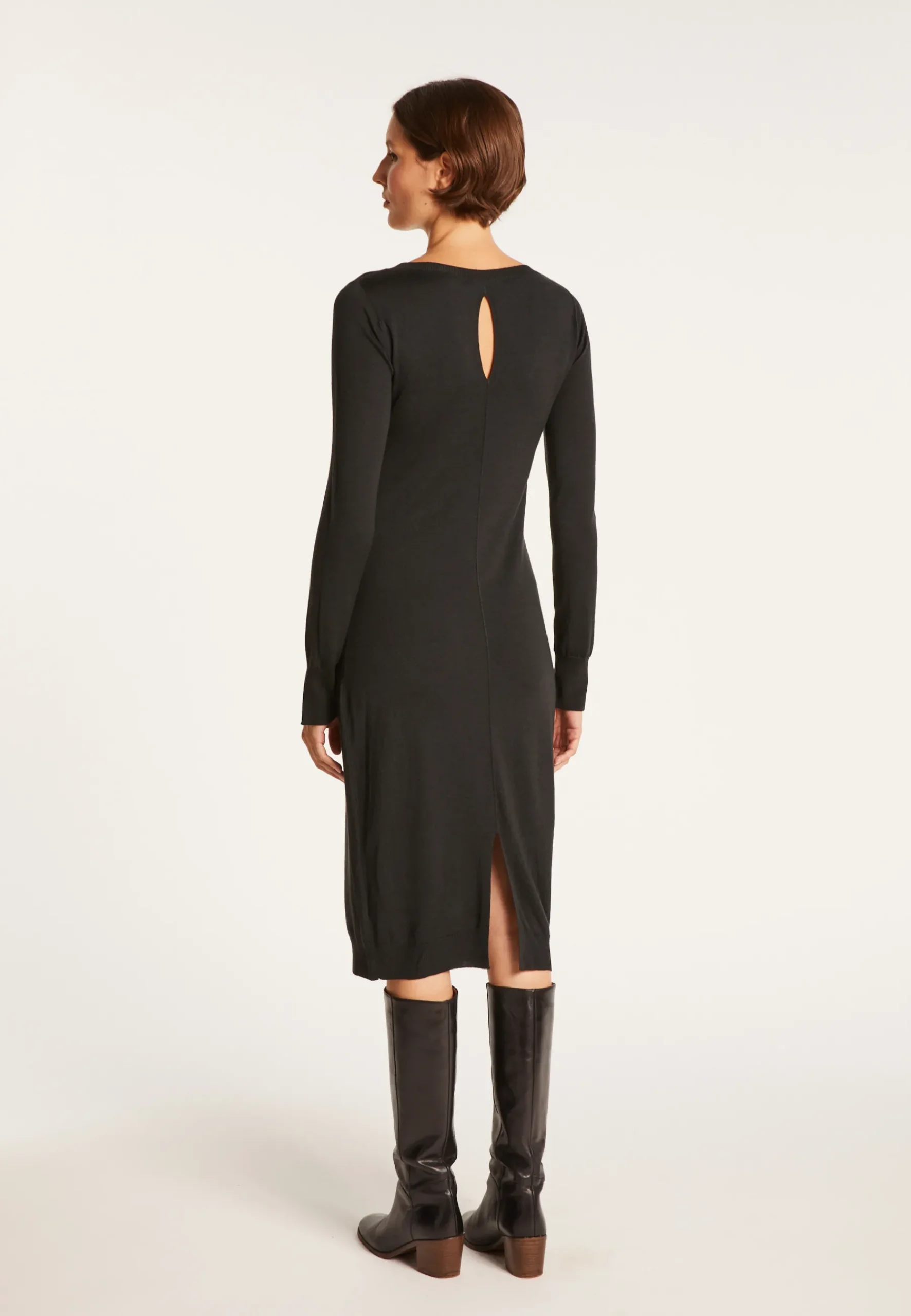 Montagut Jupes Et Robes-Robe en laine et soie fente dos - Epopée 10-Gris foncé