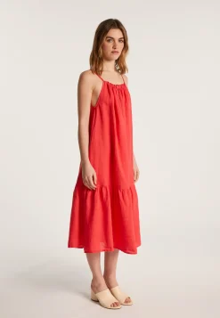 Montagut Jupes Et Robes-Robe en lin sans manches - Deborah 52-Rouge
