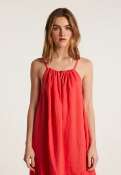 Montagut Jupes Et Robes-Robe en lin sans manches - Deborah 52-Rouge