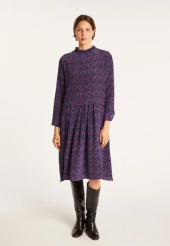 Montagut Jupes Et Robes-Robe en soie Maison x Maison Martin Morel - Emeraude 05-Bleu marine