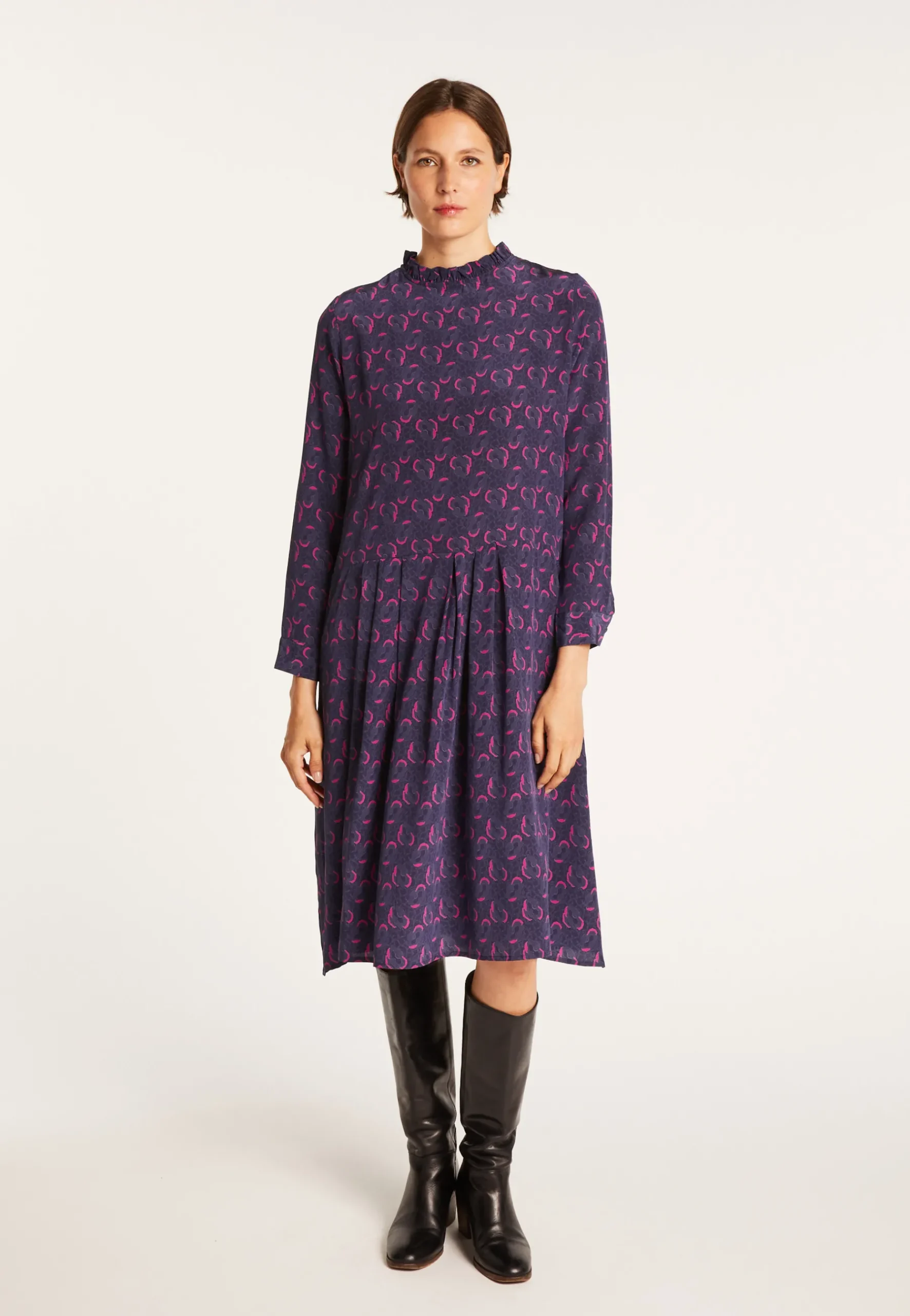 Montagut Jupes Et Robes-Robe en soie Maison x Maison Martin Morel - Emeraude 05-Bleu marine