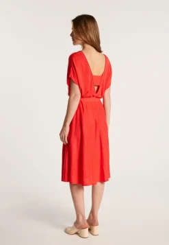 Montagut Jupes Et Robes-Robe fluide en lin flammé - Layla 52-Rouge