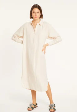 Montagut Jupes Et Robes-Robe longue col polo en lin - Valerie 12-Beige clair