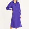 Montagut Jupes Et Robes-Robe longue col polo en lin - Valerie 17-Violet