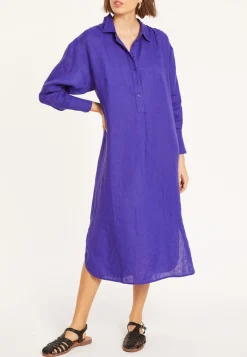 Montagut Jupes Et Robes-Robe longue col polo en lin - Valerie 17-Violet