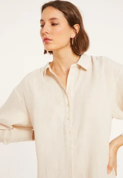Montagut Jupes Et Robes-Robe longue col polo en lin - Valerie 12-Beige clair