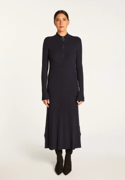 Montagut Jupes Et Robes-Robe longue en laine mélangée - Renata 05-Bleu marine