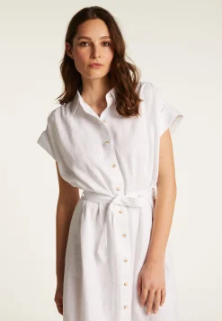 Montagut Jupes Et Robes-Robe manches longues en lin - Emy 82-Ecru