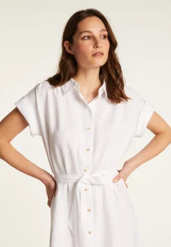 Montagut Jupes Et Robes-Robe manches longues en lin - Emy 82-Ecru