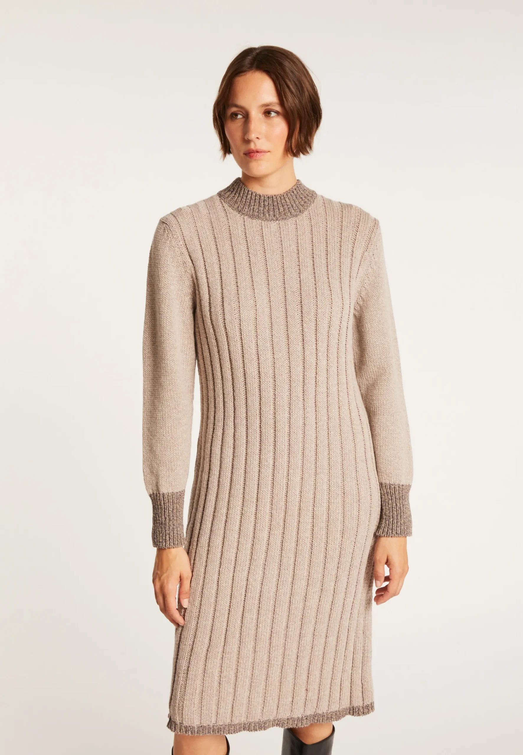 Montagut Jupes Et Robes-Robe pull laine et alpaga - Gracie 13-Beige moyen
