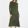 Montagut Jupes Et Robes-Robe évasée en laine mérinos - Charlize 83-Kaki