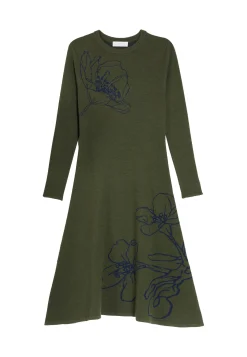 Montagut Jupes Et Robes-Robe évasée en laine mérinos - Charlize 83-Kaki