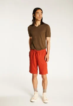 Montagut Pantalons Et Shorts-Short à poches en lin - Diegos 20-Rouge foncé