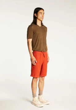 Montagut Pantalons Et Shorts-Short à poches en lin - Diegos 20-Rouge foncé