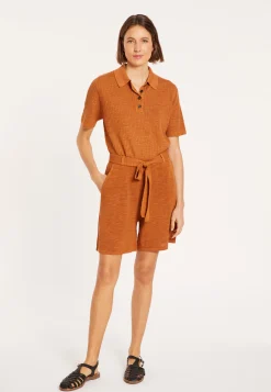 Montagut Pantalons Et Shorts-Short fluide en lin flammé - Maceo 07-Marron