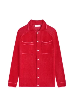 Montagut Vestes Et Cardigans-Surchemise unisexe en laine velours - Timeo 52-Rouge