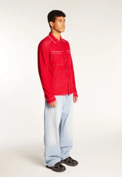 Montagut Vestes Et Cardigans-Surchemise unisexe en laine velours - Timeo 52-Rouge