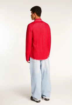 Montagut Vestes Et Cardigans-Surchemise unisexe en laine velours - Timeo 52-Rouge