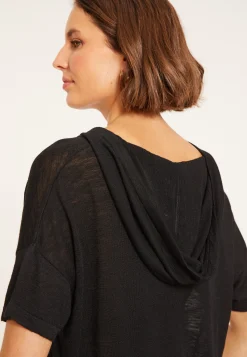 Montagut T-Shirts Et Débardeurs-Sweat en lin flammé - Pivoine 01-Noir