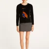 Montagut Pulls-Sweat en velours avec paon - Pavel 01-Noir