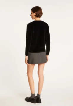 Montagut Pulls-Sweat en velours avec paon - Pavel 01-Noir