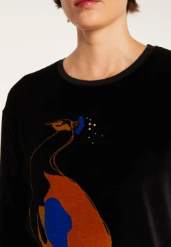 Montagut Pulls-Sweat en velours avec paon - Pavel 01-Noir