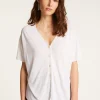 Montagut T-Shirts Et Débardeurs-T-shirt à boutons en lin flammé - Lily 82-Ecru